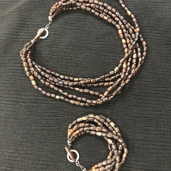 Brown Silpada Palm Wood Bracelet and Necklace - Picture 3 of 4